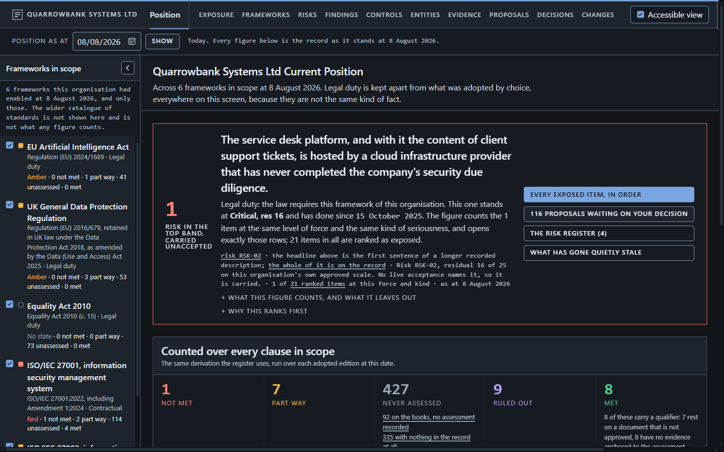 The accessible view toggle, showing the server-side accessible view with state announced in text
